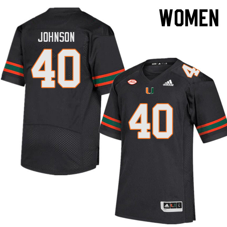 Women #40 Caleb Johnson Miami Hurricanes College Football Jerseys Sale-Black